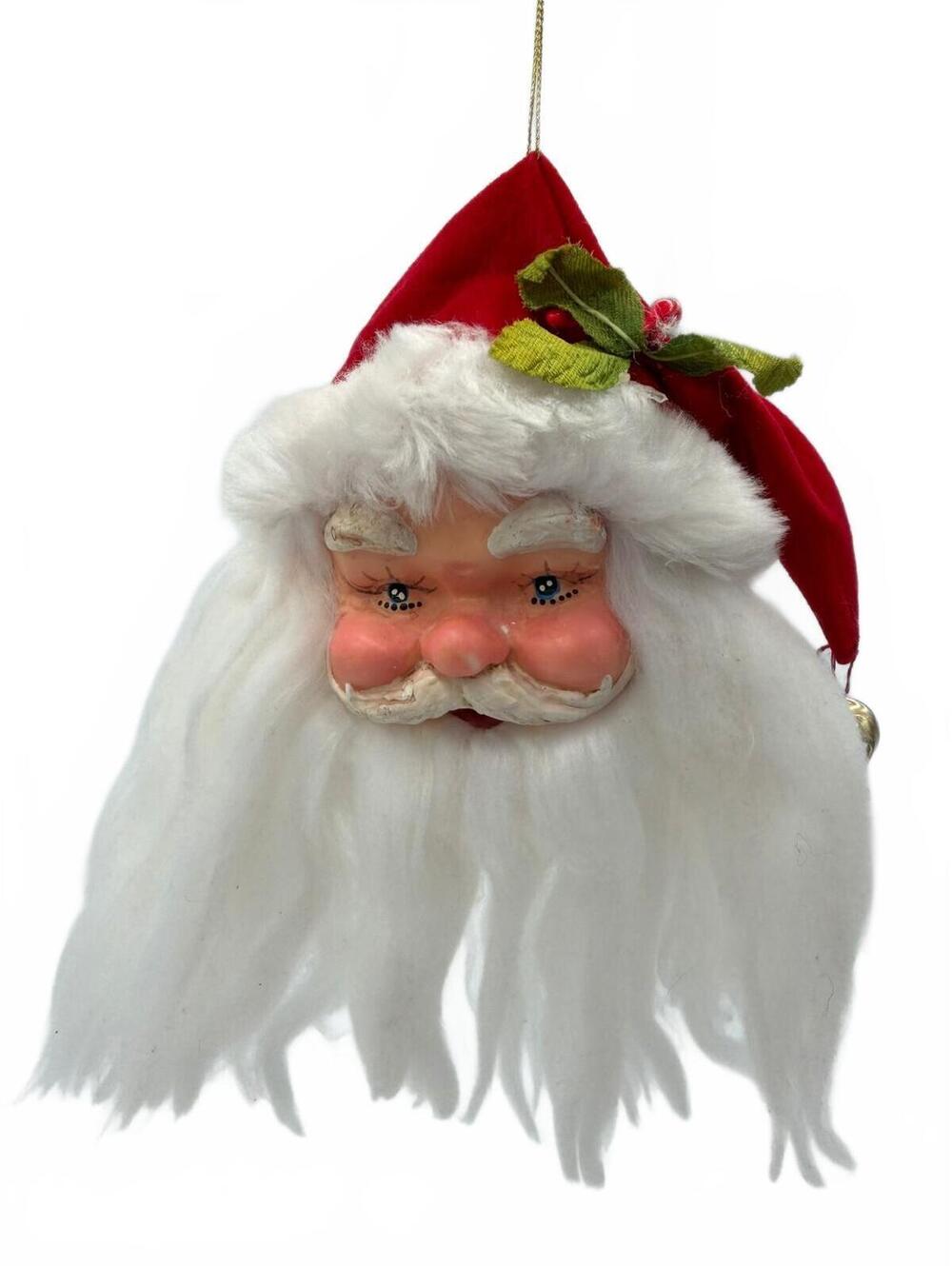 Vintage Hanging Santa Claus Head Christmas Ornament